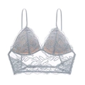 Reggiseno a triangolo in pizzo stile francese grigio azzurro con ricami floreali - S / Grigio Blu Senza Schiena