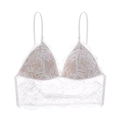Bralette bianca in pizzo floreale stile francese con coppe a triangolo e spalline - S / Bianco Senza Schiena