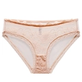 Close-up of elegant floral lace underwear in pink skin tone with scalloped edges - S / Pink