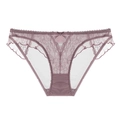 Culotte sexy en dentelle rose avec broderies florales et bords volantés élégants - S / café