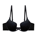 Sujetador push-up negro con escote en U de encaje y tirantes ajustables - 70A / Negro