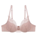 Lace bra in nude pink with satin fabric and crystal pendant on white background - 70A / Tops / Lotus root pink