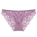 Sexy lila Spitzenunterwäsche für Damen mit Schleife und kleinem Silberanhänger - S / Lila