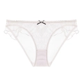 Eleganti mutandine in pizzo bianco trasparente con fiocco a contrasto e ruches - S / Bianco