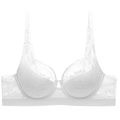Reggiseno in pizzo bianco con ricamo floreale, coppa piena e spalline regolabili - 75B / Bianco