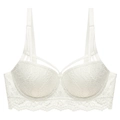Dettaglio di un reggiseno in pizzo bianco con design a spalline incrociate e regolabili - 70A / Solo Reggiseno / Bianco