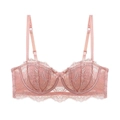 Détails de dentelle florale et petit nœud sur le soutien-gorge balconnet rose pâle - Rose