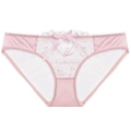Slip da donna in rete rosa con ricamo floreale e dettaglio fiocco su sfondo bianco - Taglia S / Pantaloni e gonne / Rosa chiaro