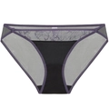 Bragas de encaje floral púrpura y malla gris para mujer con diseño de cintura baja - S / Púrpura Y Negro
