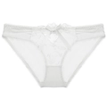 Slip in rete di pizzo bianco con ricamo floreale e un piccolo fiocco di seta - Taglia S / Pantaloni e gonne / Bianco