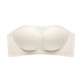 Seamless strapless push-up bra in light beige featuring delicate curved stripe embossing - S / White Bra Only