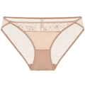 Bragas de malla con bordado de encaje francés en color nude con entrepierna de algodón - S / Color Piel