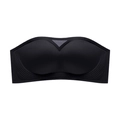 Seamless strapless black bra with v-mesh detail and non-slip wave textured wings - S / Black Single Piece