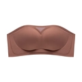 Seamless strapless push-up bra in coffee brown finish with V-mesh detail - S / Coffee Bra