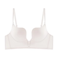 Seamless white push-up deep V bra with smooth fabric and adjustable thin straps - 70A / Tops / White