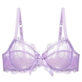 Sexy helllilane Spitze BH mit zarter Blumenstickerei und feiner Satin Schleife Detail - Hellviolett