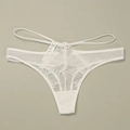 Perizoma in pizzo bianco da donna con ricami floreali e sottili spalline doppie in vita - Bianco