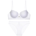 Minimalistisches weißes Push-up Unterwäsche-Set mit Metallschnalle und dünnen Trägern - 75B / Weiß