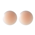 Reusable self-adhesive round silicone nipple covers in natural skin tone for women - One Size / Round