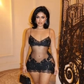 Sexy schwarzes transparentes Spitzen-Nachthemd mit floralem Mesh für Damen - Schwarz