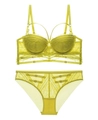Completo intimo in pizzo floreale verde mela con reggiseno a ferretto e perizoma - 75B / Giallo Limone