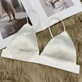 Bralette de satén blanco con copas triangulares, tirantes finos y acabado sedoso - S / Blanco