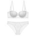 Elegantes weißes Spitzen-Lingerie-Set mit Push-up-BH und passendem Höschen für Damen - 70A / Weiß