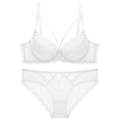 Set lingerie in pizzo bianco con reggiseno a ferretto velato e slip coordinati - 70A / Bianco