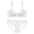 Conjunto de lencería de encaje blanco con sujetador floral y braguita a juego - 80B / Blanco