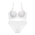 Sexy weißes Dessous-Set mit Mesh-Einsätzen und Riemchendetails für Damen - 70B / Weiß
