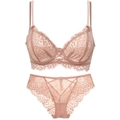 Ensemble de lingerie avec soutien-gorge et culotte en dentelle rose poudré élégant - 70B / Rose