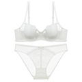 Set lingerie in pizzo bianco con ricami floreali e reggiseno con ferretto dal design curato - 70B / Bianco