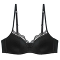 Elegante zwarte kanten bh met satijnen stof en verfijnde bloemenrand in Franse stijl - 70A / Tops / Zwart