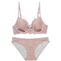 Set lingerie in pizzo floreale color malva con reggiseno con ferretto e slip coordinati - 70B / Rosa