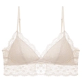Sujetador triangular de encaje francés en blanco marfil con diseño floral - S / Albaricoque