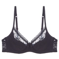 Reggiseno in pizzo nero con bordi a conchiglia e spalline regolabili in stile classico - 75B / Top / Nero