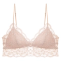 Bralette elegante de encaje rosa claro con copas triangulares y tirantes finos ajustables - S / Color Piel