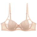 Franse kanten beugelbeha met bloemenprint en mesh in beige voor een elegante pasvorm - 70B / Roze