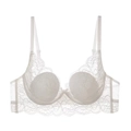 Soutien-gorge long élégant en dentelle blanche de style français avec broderies - 70B / Blanc