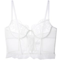 Witte bustier top met bloemenkant en transparante mesh panelen en verstelbare bandjes - S / Beha / Wit