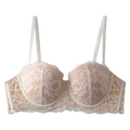 Reggiseno push-up in pizzo senza spalline con ricamo floreale e ferretto in bianco e rosa - 70A / Tops / Bianco