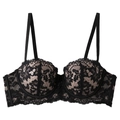 Reggiseno elegante in pizzo nero con ferretto e raffinati motivi floreali ricamati - 70A / Tops / Nero