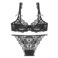 Ensemble de lingerie sexy en dentelle noire avec soutien-gorge transparent et culotte assortie - 70A / Haut Et Bas / Noir