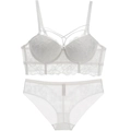 Ensemble lingerie dentelle blanche avec détails lanières, soutien-gorge et culotte - 70A / Haut Et Bas / Blanc