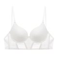 Sujetador push-up blanco sin costuras estilo francés con malla transparente y espalda aire - 70A Copa Gruesa / Blanco