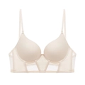 Sujetador push-up beige sin costuras de estilo francés con banda de malla ancha - 70A Copa Gruesa / Color Piel