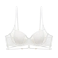 Franse witte kant bh met ademende mesh en decoratieve bandjes voor dames - 70A / Tops / Wit