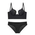 Conjunto de lencería negra con sujetador en U profundo para vestidos escotados - 70A / Negro