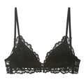 Elegante sujetador de encaje negro con copas de triángulo y práctico cierre delantero central - 70A / Negro