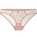 Bragas de encaje ultrafinas de estilo francés con bordado floral y refuerzo de algodón - S / Color Piel